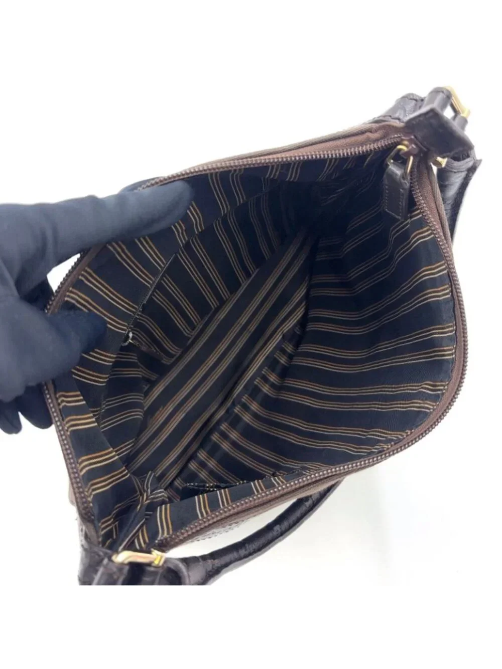 ★SOLD★ Gucci Limited Guccissima Leather Canvas Dark Brown Shoulder Bag Silver - Picture 3 of 15